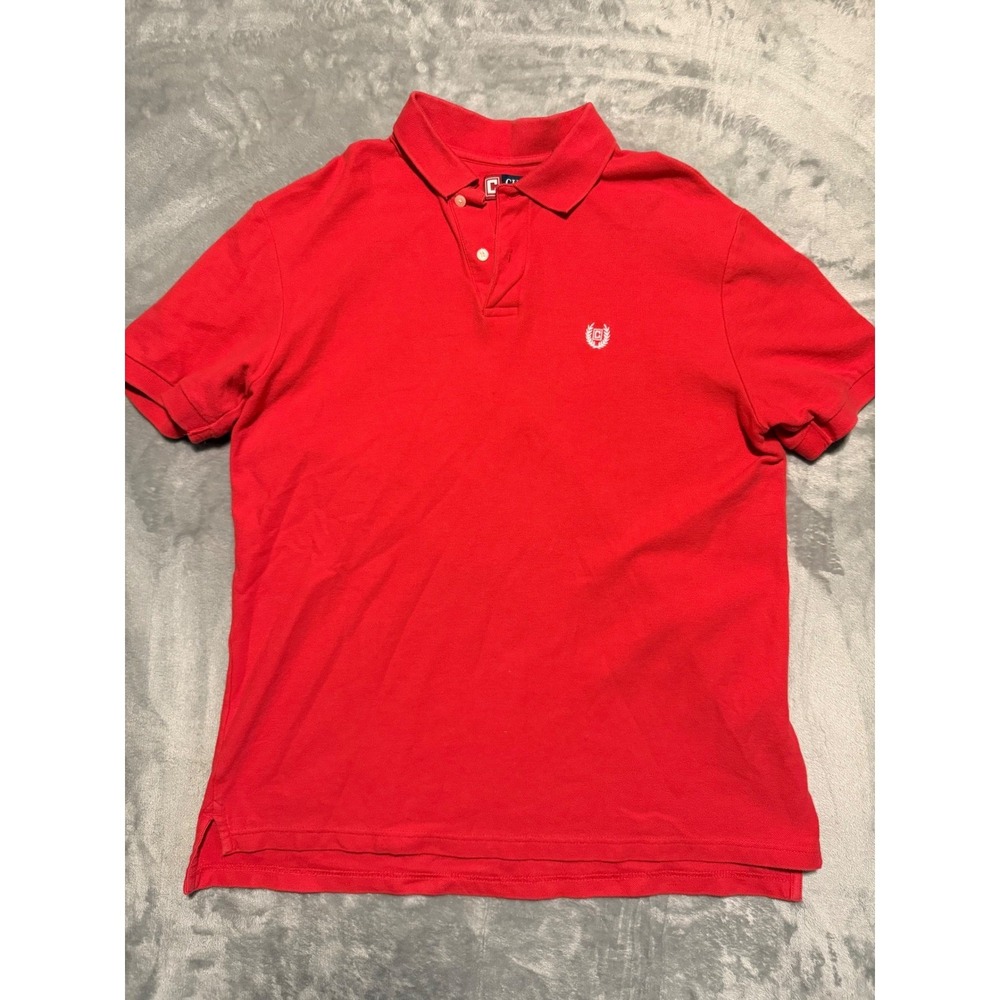 Chaps Polo Shirt Women Large Red Short Sleeve Embroidered Crest Logo Pique